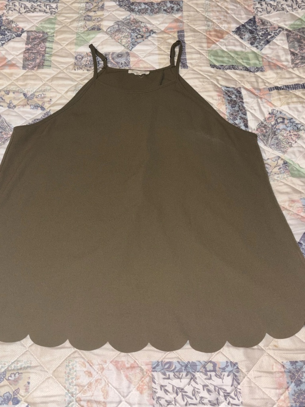 Maurices Olive Scalloped-Hem Tank Top